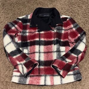 Zara Plaid Red Black White Cropped Jacket